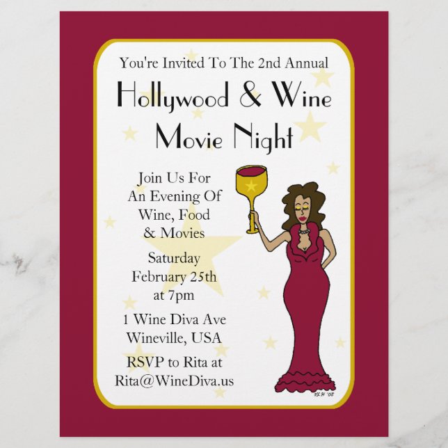 Wine Diva Custom Movie Night Event Flyer (Front)