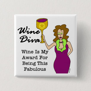 Wine Diva "Fabulous" 15 Cm Square Badge