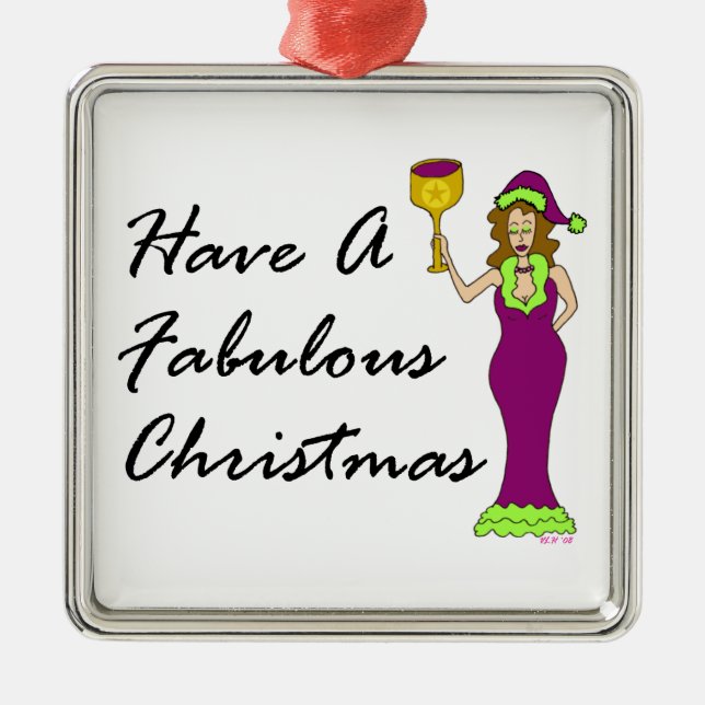 Wine Diva Fabulous Christmas Metal Tree Decoration (Front)