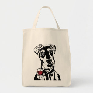 Wine dog tote bag