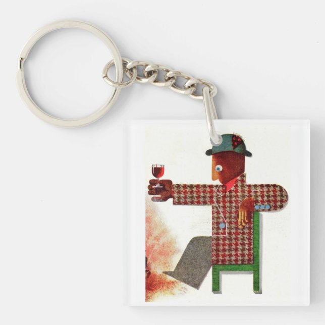 wine drinker AKA oenophile Key Ring (Front)