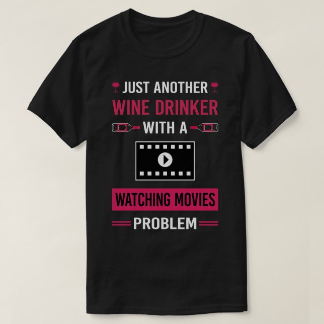 Wine Drinker Watching Movie T-Shirt (Design Front)