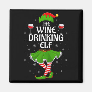 Wine Drinking Elf Christmas Family Girl Women Elf  Magnet