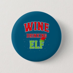 Wine Drinking Elf Christmas Family Matching Group  6 Cm Round Badge
