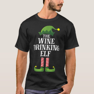 Wine Drinking Elf Matching Family Group Christmas T-Shirt