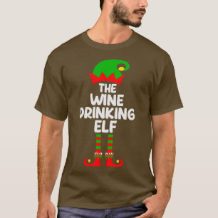 Wine Drinking Elf Matching Family Group Christmas T-Shirt