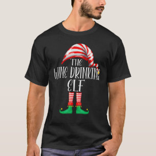 Wine Drinking Elf Matching Family Group Christmas T-Shirt