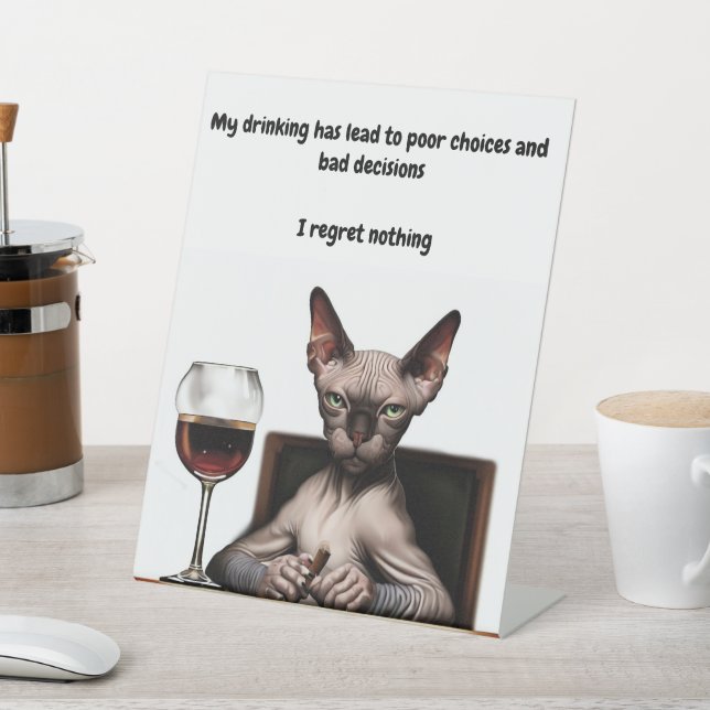 Wine Drinking Sphynx Pedestal Sign (In SItu)