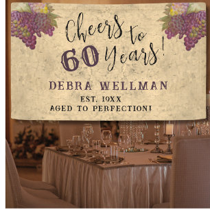 Wine Elegant 60th Birthday Cheers to 60 Years  Banner