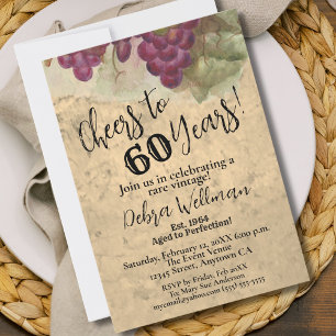 Wine Elegant 60th Birthday Cheers to 60 Years Invitation