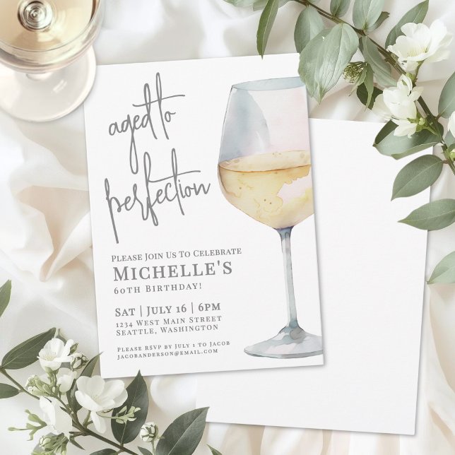 Wine Elegant Sixty 60th Birthday Party Invitation (Wine Simple Sixty 60th Birthday Party Invitation )