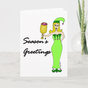 Wine Elf Season's Greetings Card