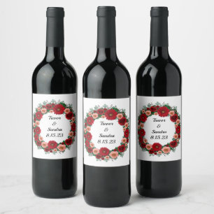 Wine Favor Personalized Flowers Stamp Label