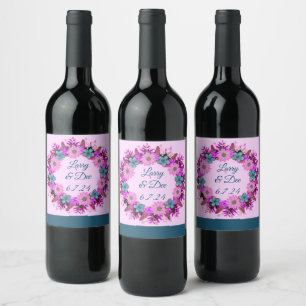 Wine Favor Personalized Flowers Stamp Label