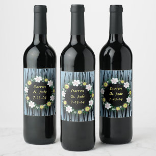 Wine Favor Personalized Flowers Stamp Label
