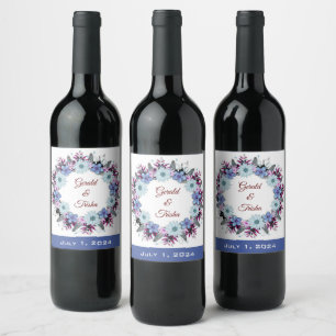Wine Favor Personalized Flowers Stamp Wine Label