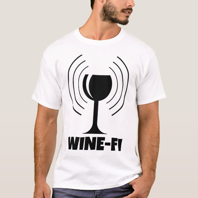 Wine-Fi Humour WiFi Waves T-Shirt (Front)