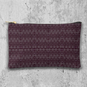 Wine fibrous textile octopus seeds patterned accessory pouch