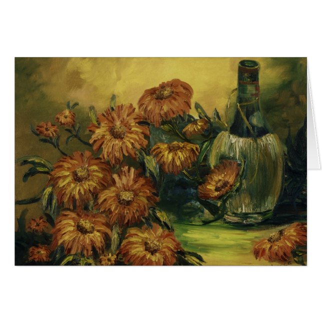 Wine Flask with Flowers Card (Front Horizontal)