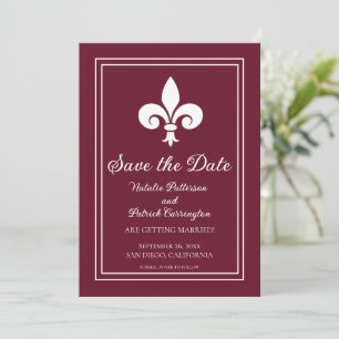 Wine Fleur de Lis Save the Date Invite