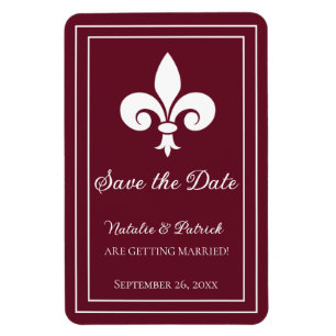 Wine Fleur de Lis Save the Date Magnet