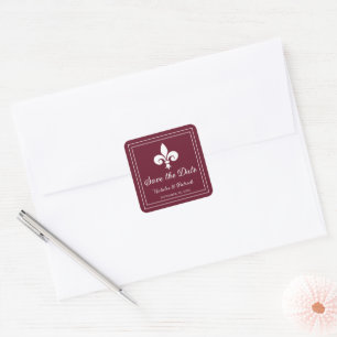 Wine Fleur de Lis Save the Date Stickers