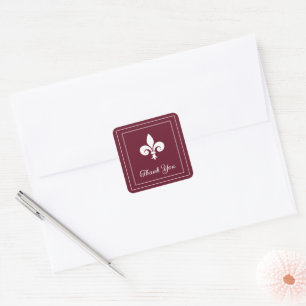 Wine Fleur de Lis Thank You Stickers