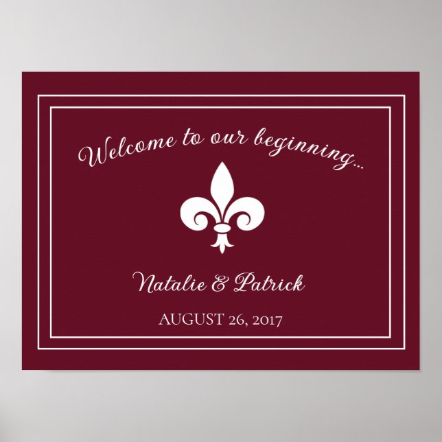 Wine Fleur de Lis Wedding Poster (Front)