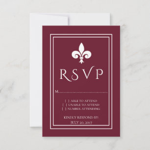 Wine Fleur de Lis Wedding RSVP Card