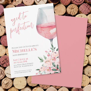 Wine Floral 60th Birthday Party Invitation