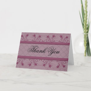 Wine Floral on Periwinkle with Diamond Centre Thank You Card