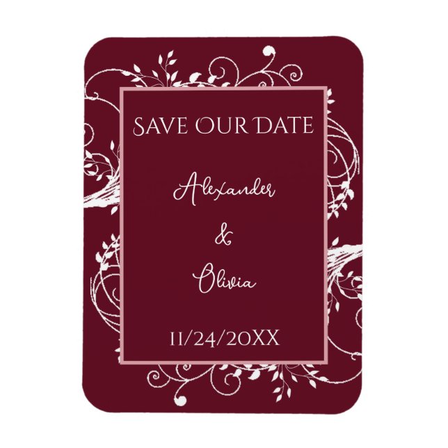 Wine Flourish Save The Date Magnet (Vertical)