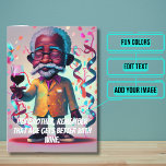 Wine Gets Better With Age Afro Brother Birthday Card<br><div class="desc">This funny card is specifically for that awesome big brother in your life who is getting up there in age. The design is in graphic art, cyberpunk, pop art style, of an older African American man at a birthday party toasting with a glass of wine with a joke about wine...</div>