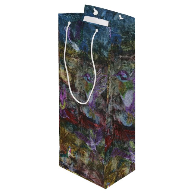 Wine Gift Bag of Hummingbirds in Flight (Back Angled)