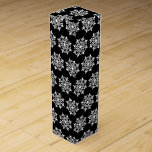 Wine Gift Box-Christmas Snowflakes Wine Box<br><div class="desc">This wine gift box is shown in a festive Christmas holiday black and white snowflakes print.
Customise this box or buy as is.</div>