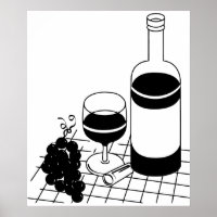 Wine Glass and Bottle Grapes Food drink Art