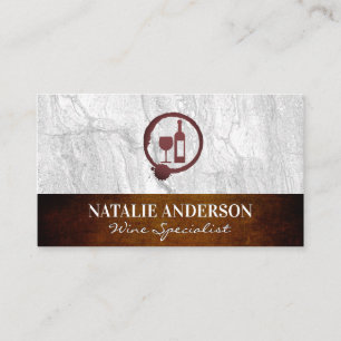 Wine Glass and Bottle Rock Slate and Texture Business Card