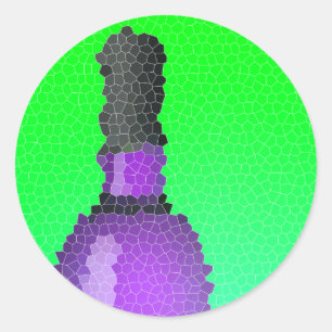 wine glass and bottle : stained glass classic round sticker