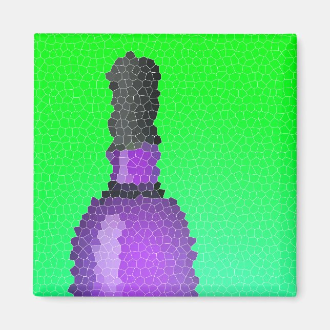 wine glass and bottle : stained glass magnet (Front)