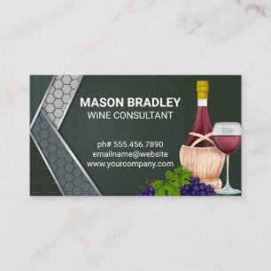Wine Glass and Bottle Vineyard Business Card