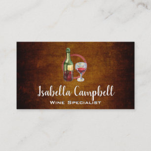Wine Glass and Bottle Vintage Background Business Card
