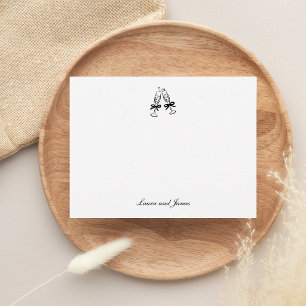 Wine Glass and Bow Couple Wedding Thank You Card