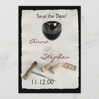 Wine glass and corks invitation