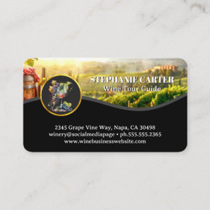 Wine Glass and Grapes Vineyard Estate Business Card
