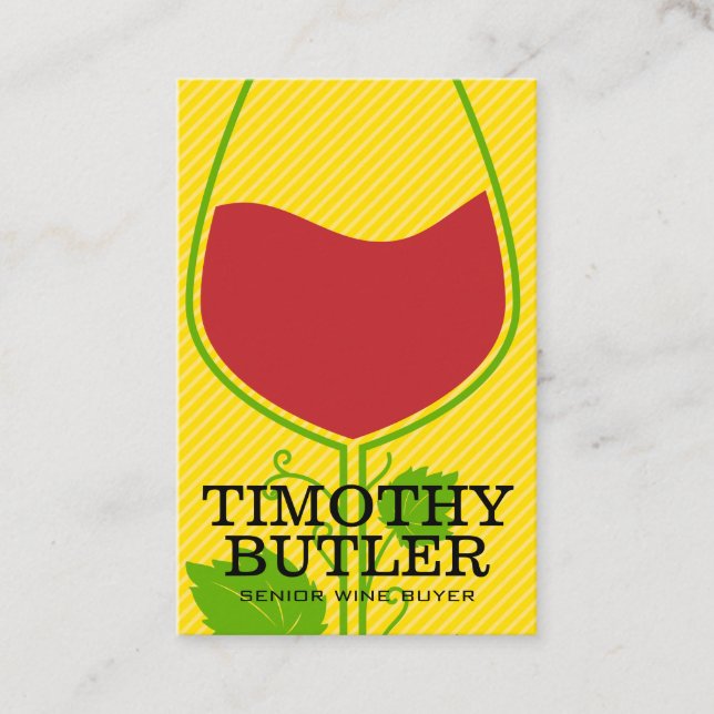 Wine Glass and Vine Logo Business Card (Front)