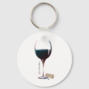 Wine Glass Art Personalized Logo Key Ring