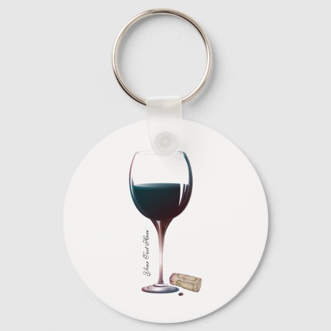 Wine Glass Art Personalized Logo Key Ring (Front)