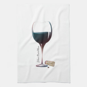 Wine Glass Art Personalized Logo Tea Towel