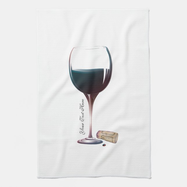 Wine Glass Art Personalized Logo Tea Towel (Vertical)