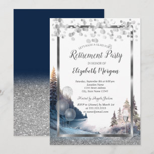 Wine Glass Balloons,Landscape Retirement Invitation